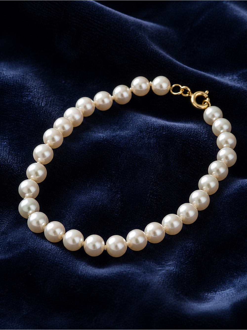 Rare Vintage 10K Yellow Gold Pearl Bracelet FIG Hallmark Estate Fine Jewelry